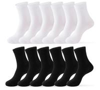 XPEX 6 Paia Calzini Uomo Calzini Donna Calze Uomo Donna Cotone Calze Running Uomo Corte Calze Antiscivolo Sportivi Lunghe Unisex Calzini Lavoro Calzini Comodi Calzettoni Traspiranti Bianco Nero
