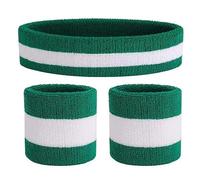 XPEX Fascia Di Sudore Testa Sport a Strisce Fascia Di Sudore Set Fascia Di Sport Polsino (1 Fascia e 2 Braccialetti) Set Fasce Di Sudore Per Uomini e Donne Sportivi (C)