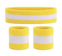 XPEX Fascia Di Sudore Testa Sport a Strisce Fascia Di Sudore Set Fascia Di Sport Polsino (1 Fascia e 2 Braccialetti) Set Fasce Di Sudore Per Uomini e Donne Sportivi (B)
