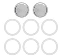 XPEX Set Da 6 Pezzi Ricambi, Include 6 Guarnizioni E 2 Piastrina, Filtro Per Caffettiera, Filtro Caffettiera Universale, Compatibili Con Moka Express, Dama, Caffettiera Italiana(6 Tazze)