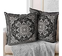 XPHZZL Confezione da 2 federe decorative morbide per cuscini, 60 x 60 cm, quadrate, stile boho, etniche, per decorare la casa, il divano, la camera da letto, l'auto, con cerniera invisibile, 24 x 24