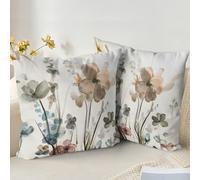 XPHZZL Confezione da 2 federe per cuscini 65 x 65 cm - Fodera per cuscino con inchiostro per divano, letto, giardino, esterno, decorazione primaverile, pianta floreale con cerniera invisibile - 66 x