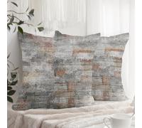 XPHZZL Confezione da 2 Federe per cuscino grigio/ruggine 65 x 65 cm, fodere decorative quadrate per cuscino in stile astratto per la casa, fodere per divano, camera da letto, sala da pranzo e fattoria
