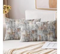 XPHZZL, Set di 2 federe decorative per cuscini grigio/ruggine, 30 x 50 cm, motivo astratto, fodere per cuscini quadrati per divano, camera da letto, sala da pranzo e casa di campagna, 12x20 pollici