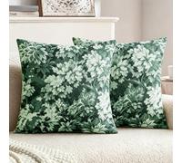 XPHZZL Set di 2 federe per cuscini, 50 x 50 cm, stile vintage, con motivo floreale, morbide, corte, con cerniera invisibile, per divano, letto, giardino, soggiorno, colore: verde salvia