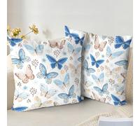 XPHZZL Set di 2 fodere per cuscino 60 x 60 cm Fodere per cuscino morbide decorative con farfalle e animali Fodere per cuscini per divano, letto, giardino, decorazioni esterne con cerniera invisibile