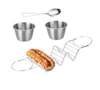 xPiatti vassoio per taco - Piatti vassoio per taco lavabili in lavastoviglie - Set per burrito con tazza per salsa e cucchiaio | Set da portata per Taco Bar resistente al calore per feste e grigliate