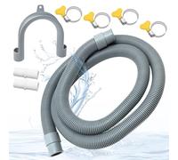 Xpieoyrm 1.5m Tubo Flessibile di Scarico per Lavatrice, diametro 20 mm, Prolunga per Tubo di Scarico, con 2 raccordo, 4 fascette stringitubo e arco di supporto, per Lavastoviglie e Lavatrice