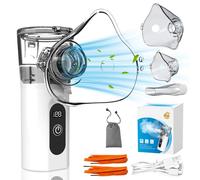 XPJBKC Aerosol Portatile Silenzioso, Nebulizzatore Silenzioso con Display Digitale e Autopulizia per Bambini/Adulti, Ricaricabile Macchina Aerosol con 2 Maschere e Boccaglio