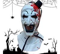 XPJBKC Art the Clown, maschera terrier, maschera horror clown, maschere di Halloween, accessorio per costume da terriere con mini cappello a cilindro, maschera in lattice per adulti Halloween