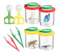 XPJBKC Barattolo Lente per Insetti, 12 Pezzi Scatola per Insetti Bambini, Barattolo Osserva Insetti con Cattura e Pinzette, Barattolo Lente per L'esplorazione Della Natura All'aperto