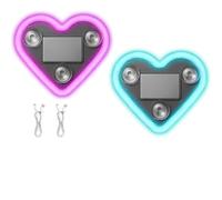 XPJBKC Illuminazione ambientale per auto, a forma di cuore, 2 luci LED a forma di cuore, luce solare senza fili, con 5 modalità di illuminazione per interni auto, decorazione per feste (rosa + blu)