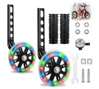 XPJBKC Rotelle Stabilizzatore, Rotelle Universali per Bicicletta Bambini Adulti, Ruote Ausiliarie per la Bicicletta Compatibile con 12, 14, 16, 18, 20 Pollici Bici, Rotelle Bici Flash con Campanelli