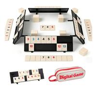 XPJBKC Rummy Gioco da Tavola, Rummy Set con 106 Pezzo 4 Rastrelliere 1 Borsa Portaoggetti, per 2-4 Persone Serate di Gioco, Viaggi, Festival e Amanti del Gioco di Strategia