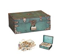 XPJBKC Scrigno del Tesoro, 24 x 17 x 9,5 Cm Cassapanca Legno con Serratura a Combinazione, Scrigno Legno Baule Vintage, Scatola Pirati Scrigno del Tesoro In Legno per Compleanni, Matrimoni, Deco