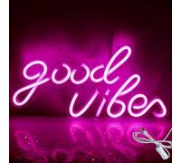 XPJBKC Scritta Neon Good Vibes, Scritta LED Neon da Parete, Alimentata da USB Insegne Luminose, neon Light Good Vibes per Camera da Letto, Bar, Compleanno, Festa, Decorazione per Matrimoni