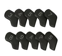 XPJYUA Copritesta per Ferri da Golf 10 pz/Set Golf Ferro Copricapo 3-9, P, S, A, Copertura della Testa del Club Ricamo Numero Caso Sport Attrezzature for l'allenamento Golf Accessori(Black)