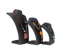 XPJYUA Espositore per collane busto Espositore for collane in corda di canapa, ornamento for il collo con ritratto, espositore for gioielli, vetrina for(Black,36cm)