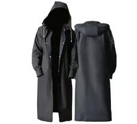 XPJYUA Impermeabile Monopezzo Antivento con Cappuccio Nero per Adulti, Lungo da Viaggio, Leggero, in Eva Addensato (Black, XXL)