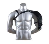 XPJYUA Piuma Medievale Uomo Armatura Spalla Imbracatura in Pelle PU Nera Mantello Costume Cosplay Armatura Spalla Vintage(Style1)