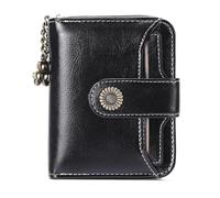 XPJYUA Portafoglio Donna Portafoglio da donna in pelle con cerniera corto multifunzionale Mini Zero for patente di guida(Black)