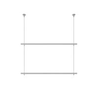 XPLKQXE Appendiabiti da Soffitto Altezza Regolabile, Espositore da Parete in Metallo Semplice Negozio Abbigliamento, Barra Appendiabiti in Metallo Resistente(Silver-2-Tier,120cm/47.2in)