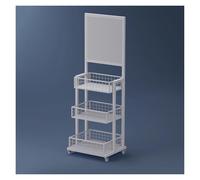 XPLKQXE Espositore per Negozi A 3 Ripiani, Espositore in Metallo con Ruote, Organizzatore per Scaffali Espositivi Negozi Pannello Forato E 15 Ganci, Cucina, Ufficio(Bianco)