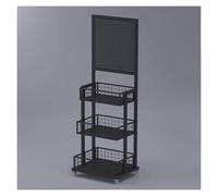 XPLKQXE Espositore per Negozi A 3 Ripiani, Espositore in Metallo con Ruote, Organizzatore per Scaffali Espositivi Negozi Pannello Forato E 15 Ganci, Cucina, Ufficio(Nero)