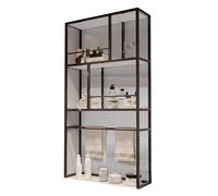 XPLKQXE Schermo in Vetro Temperato Pareti Divisorie Moderne per La Privacy Pannello Divisorio con Ripiani Integrati Vetro Traslucido con Cornice per Divisione degli Spazi(Nero,60x90cm/23.6x35.4in)