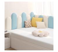 XPLKQXE Testiera Da Letto Spessa 3 Cm, Imbottitura Da Parete Anticollisione 3D, Adesivi Da Parete Di Protezione Decorativi Imbottiti, Camera Da Letto/soggiorno(White+Blue-A+Blue-B,120x50cm)