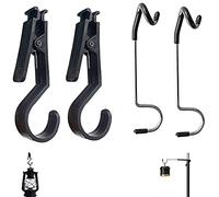 XPOOP 2 Pezzi di Ganci per Luce a Forma di Campeggio e 2 Pezzi di Mollette Multifunzionali per Gancio per Tenda, Gancio a Forma di S, Gancio per Colonna con Palo della Tenda