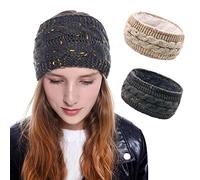 XPOOP 2 Pezzi Fascia Invernale per Donna Tessuto di Lana Scalda Knit Elastica Fascia per Capelli Fascia Invernale Capelli Donna, Capelli Caldo Fascia Elastica a Turbante