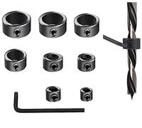 XPOOP 9 Pezzi Set di Punte per Trapano ad Anello di Arresto Della Profondità del Trapano, Localizzatore del Limitatore di Profondità con Chiave Esagonale (3/4/5/6/8/10/12/16 mm)