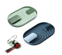 XPOOP Coperchio Pentola 2 Pezzi e Porta Cucchiaio, Mensola Portautensili, Mensola Porta Cucchiai, Portaposate per Evitare Macchie di Gocciolamento (Blu e Verde)