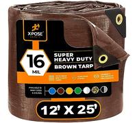 Xpose Safety 12' x 25' Super Heavy Duty 16 Mil Brown Poly Tarp