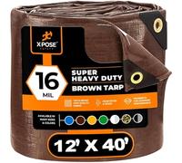 Xpose Safety 12' x 40' Super Heavy Duty 16 Mil Brown Poly Tarp