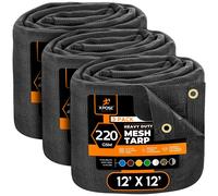 Xpose Safety Heavy Duty Mesh Tarp 12' x 12' 3Pack Copertura protettiva nera multiuso con flusso d'aria per fissaggi, recinzioni ombreggianti, tet