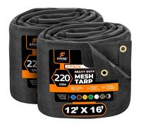 Xpose Safety Heavy Duty Mesh Tarp 12' x 16' 2Pack Copertura protettiva nera multiuso con flusso d'aria per fissaggi, recinzioni ombreggianti, tet