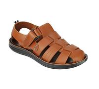 Xposed - Sandali da uomo, in pelle, con cinturino incrociato, stile Gesù, per vacanze estive e spiaggia, da passeggio, Marrone (Marrone), 45 EU
