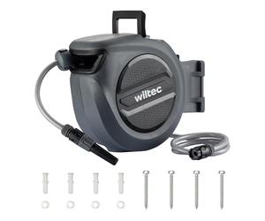 XPOtool Portatubo da giardino con avvolgitore automatico, avvolgitubo da parete con tubo da 20 m, avvolgitore per tubo acqua