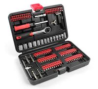 XPOtool Set di bussole e bit da 130 pezzi con cricchetto reversibile da 6,3 mm (1/4") e 104 bit