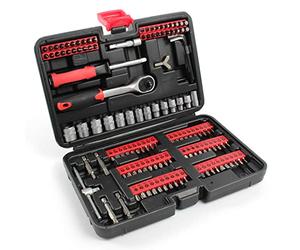 XPOtool Set di bussole e bit da 130 pezzi con cricchetto reversibile da 6,3 mm (1/4") e 104 bit