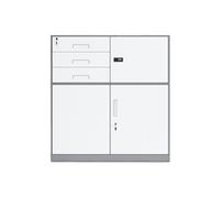 XPSHP25112 Raccoglitori da ufficio, raccoglitore in ferro, armadio corto, per ufficio, libreria balcone, con serratura, piccolo (grigio)