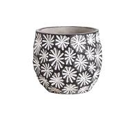 XPSHP25112 vaso per piante da interno Vaso for piante rotondo con motivo floreale, vaso da fiori da tavolo in cemento con foro di drenaggio, for giardino, soggiorno, camera da letto, davanzale