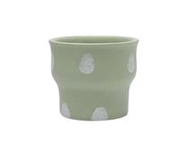 XPSHP25112 vaso per piante da interno Vaso for piante rotondo in cemento, vaso for fiori con pois bianchi su sfondo verde, con foro di drenaggio, for soggiorno con balcone
