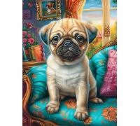 XPug Puppy on A Couch Puzzle 300 Pezzi Rompicapo Creativo Artistico Science Fiction Magical Dream Stimolo Della Creatività Attività Per Il Tempo Libero Regalo Per Persone Creative 300 PCS