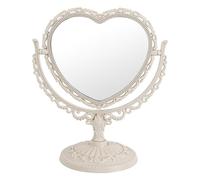 XPXKJ Specchio da tavolo a forma di cuore da 17,8 cm, specchio da trucco con ingrandimento 3x, specchio vintage per bagno, camera da letto (beige a forma di cuore)