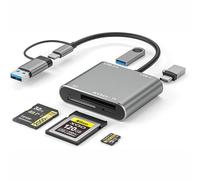 XQD Lettore di schede SD/TF USB C (10 Gbps), lettore di schede esterno multiporta 5 in 1 Dual-Slot Multiport Hub USB compatibile per laptop di tipo C, supporta Windows/Mac OS/Android