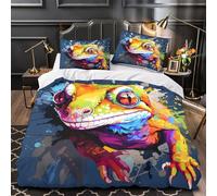XQGASOEBN Colorful Lizard copripiumino 3 Pezzi stampa 3D microfibra morbida con federa istic Splatter Set Di Copripiumino cerniera soffice ariosa for coppie Super king（260x220cm）