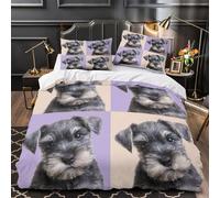 XQGASOEBN Cute Puppy Set Copripiumino 3Pz microfibra morbida stampa di 3D con cerniera Miniature Schnauzer Set Copripiumino cerniera traspirante morbido e comodo per bambini Single（140x200cm）